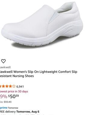 Hawkwell Women's White Non-Slip Nursing Shoes 
Size